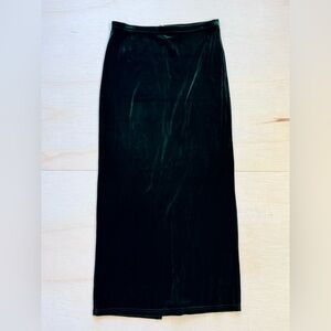 VTG Lapis Los Angeles Green Velvet Maxi Skirt High Slit 90s Whimsigoth M/L